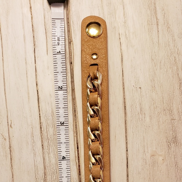 Bracelet leather with gold chain detail - Picture 1 of 3